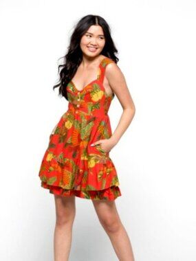 FARM Rio | Dresses | Farm Rio Macaw Night Linenblend Mini Dress Pockets  Linen Viscose Size Xs | Poshmark